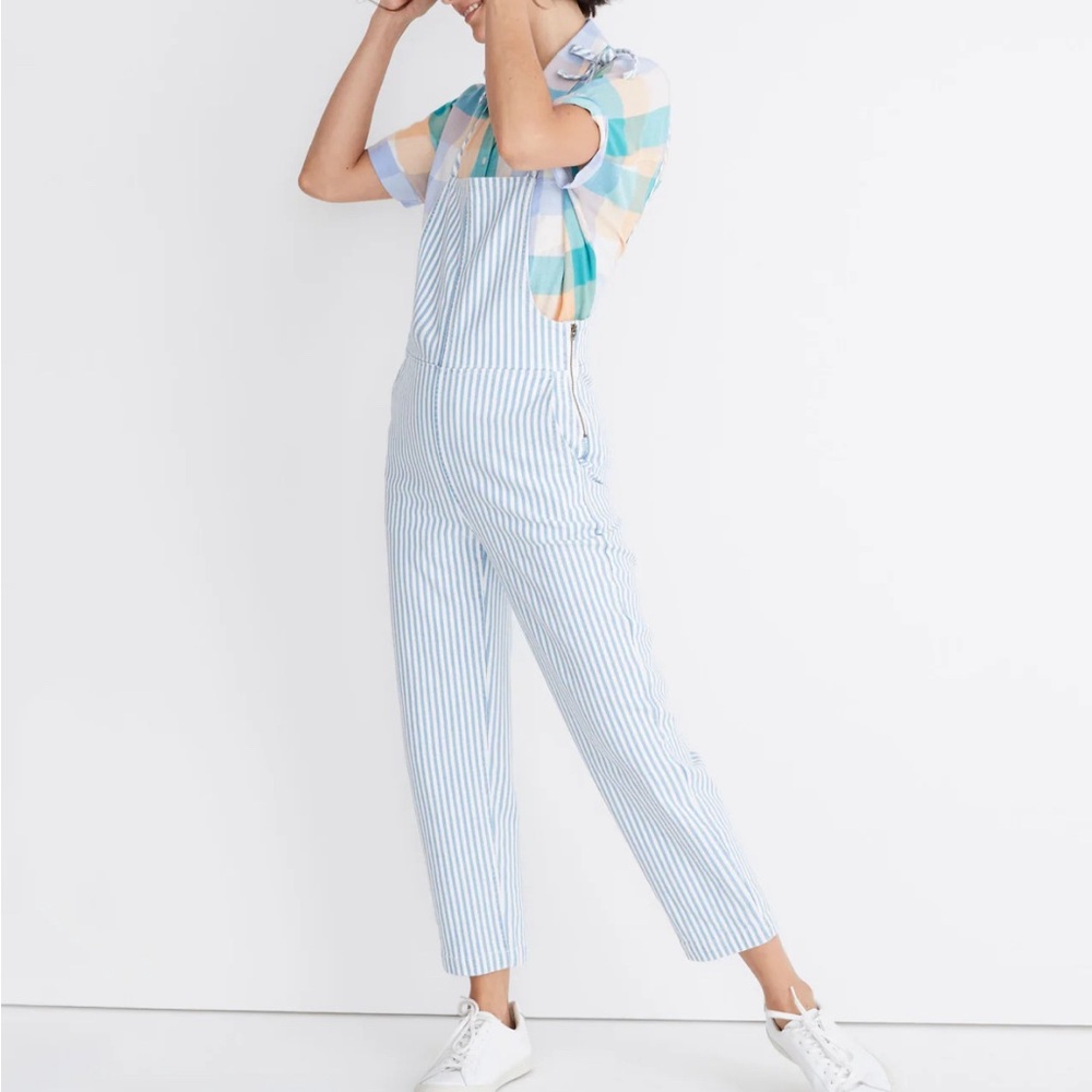 NWT Madewell tie-strap overalls in railroad stripe
